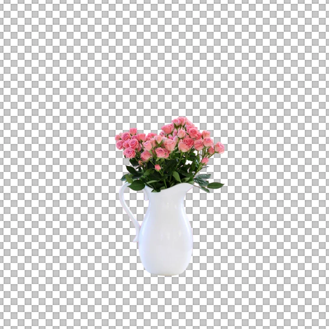 Pink Roses in White Pitcher PNG