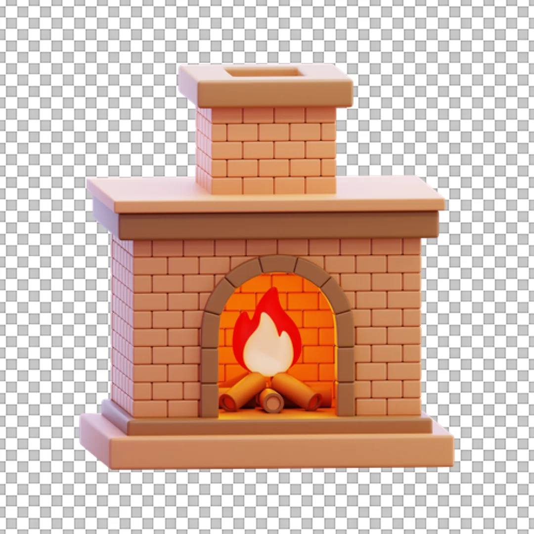 Brick Fireplace 3D PNG