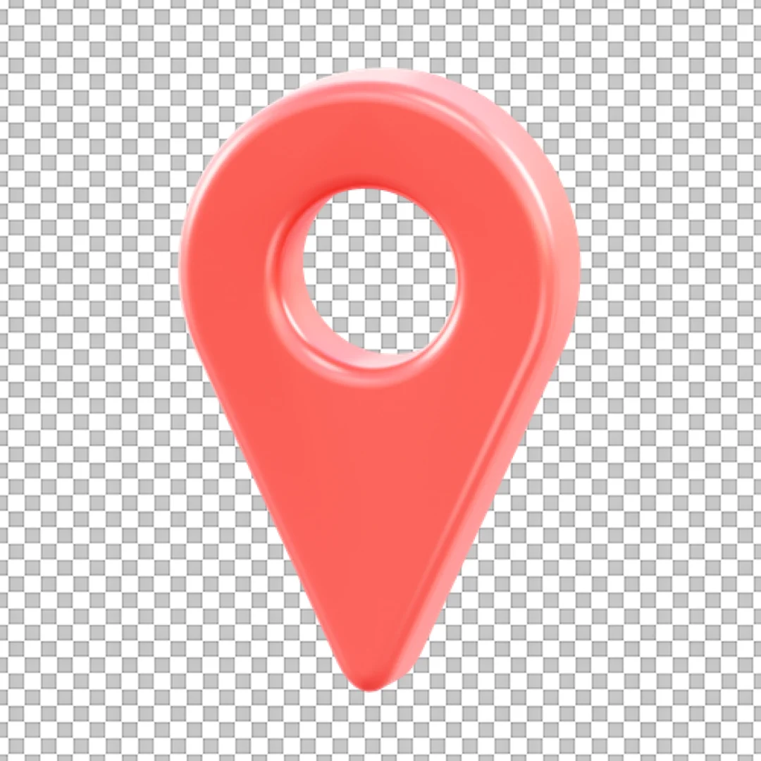 Glossy Coral Red 3D Map Pin PNG