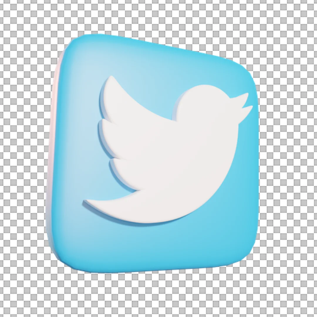 Light Blue 3D Twitter Square PNG