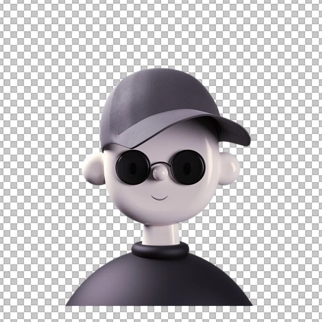 Minimalist 3D Cool Avatar Character PNG