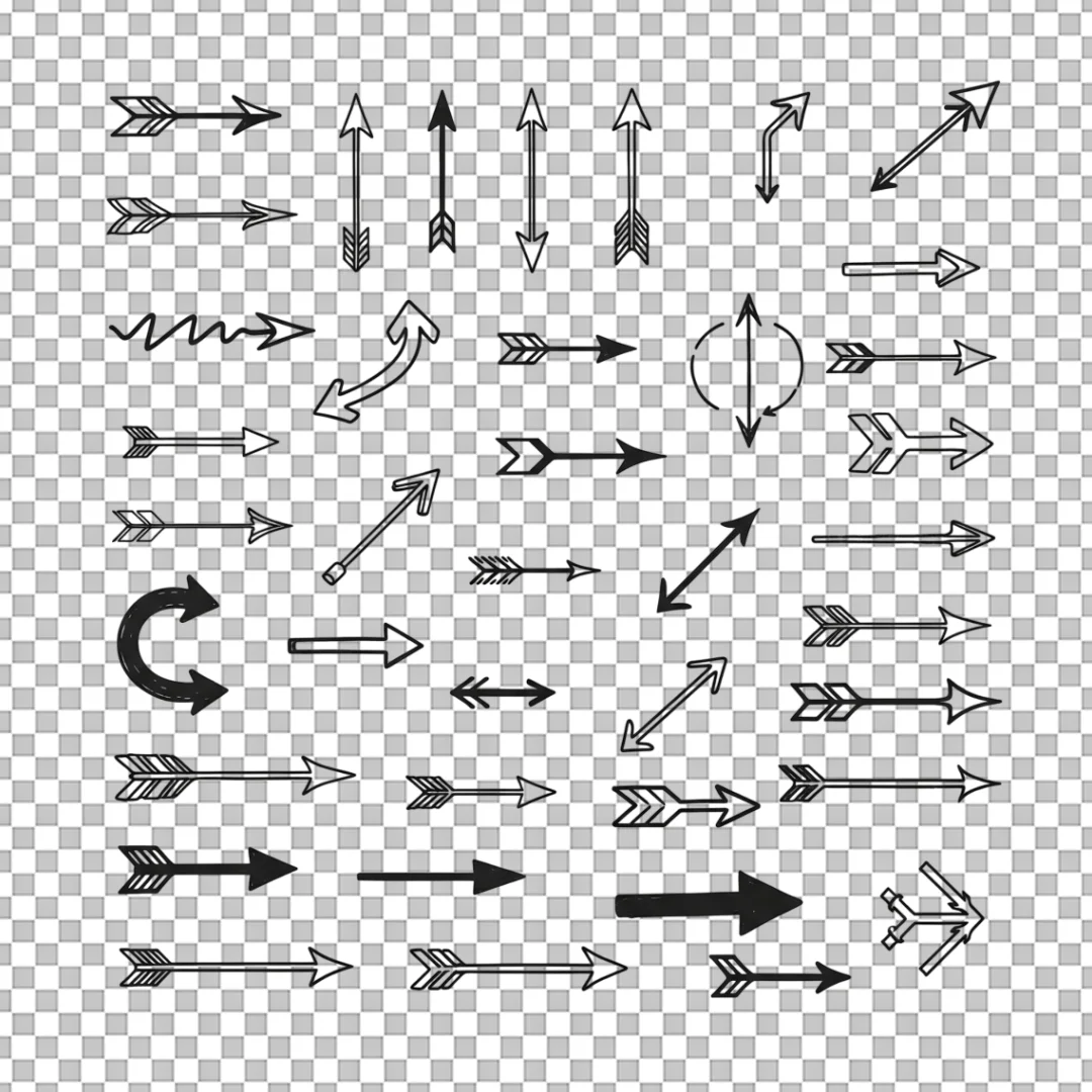 Simple Linear Arrow Doodles PNG