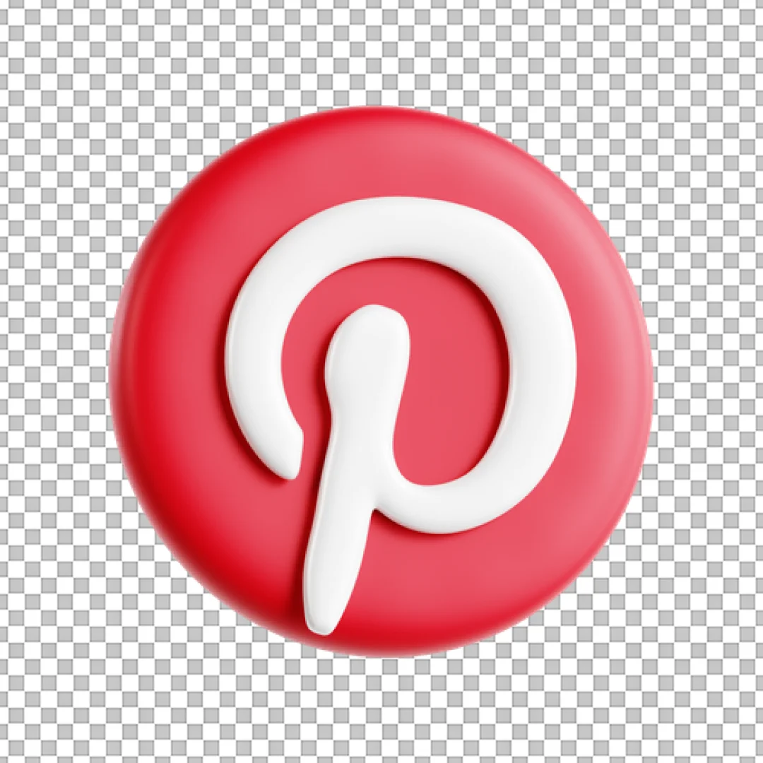 3D Round Pinterest Button Icon PNG