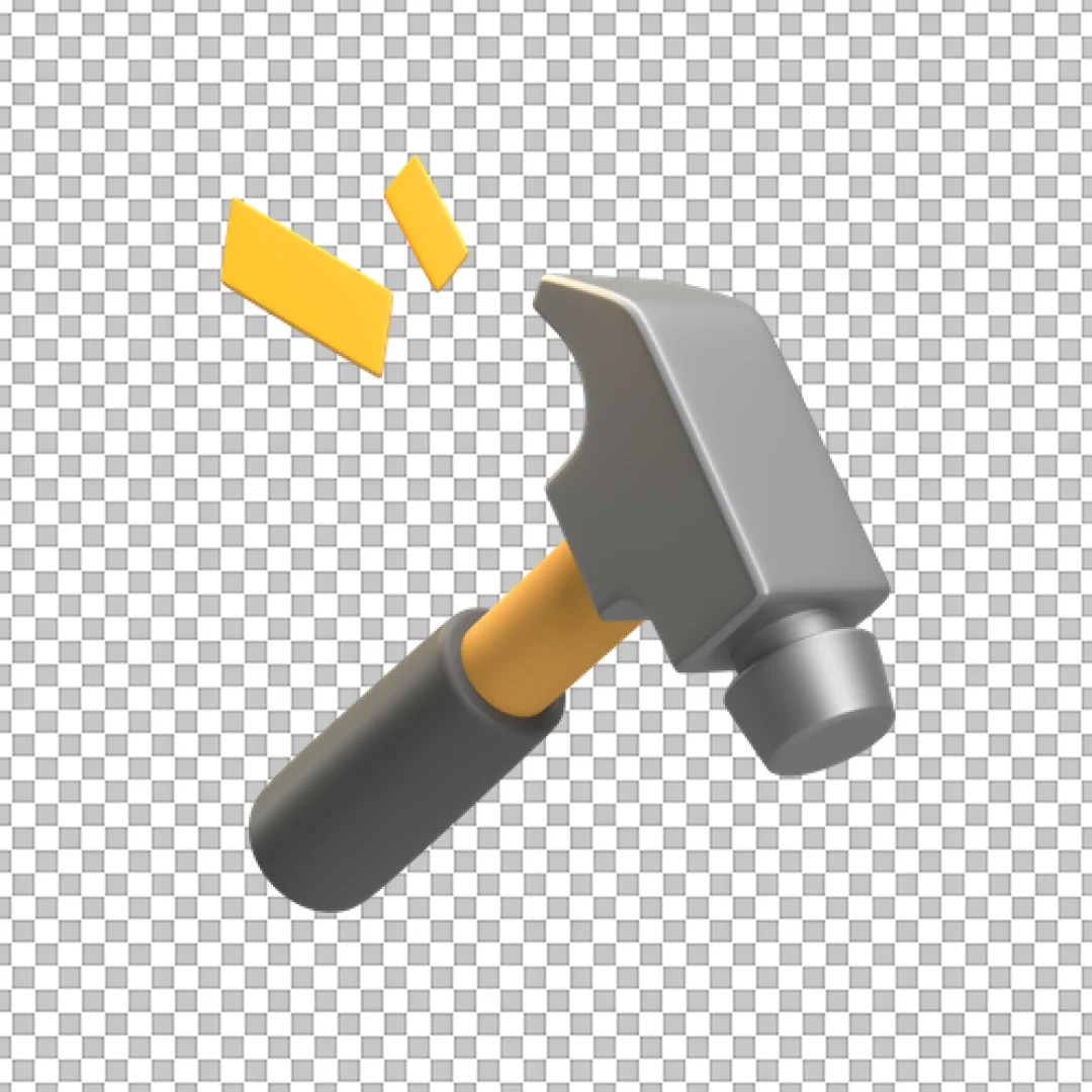 3D Grey Hammer Construction Tool Icon PNG