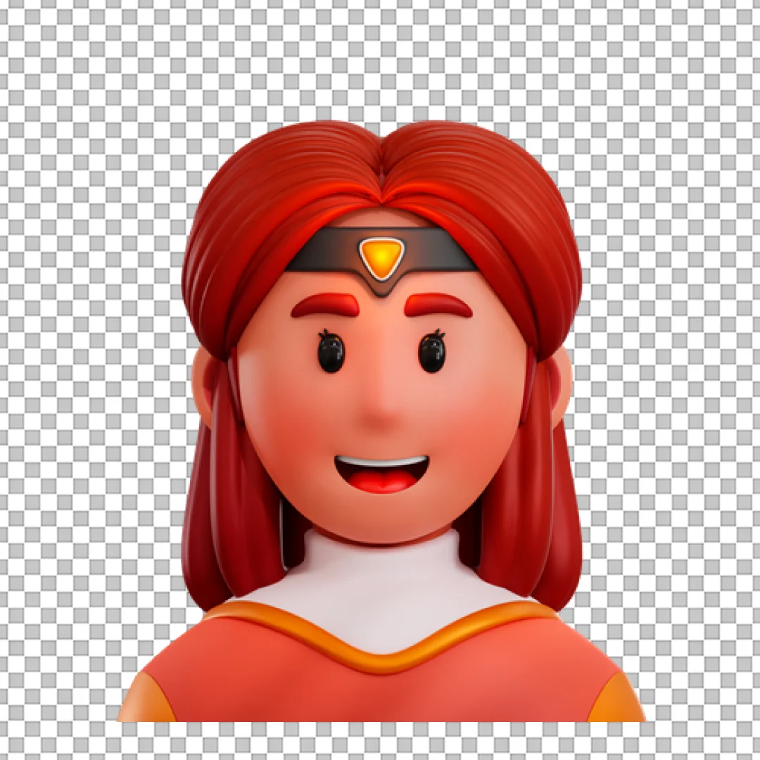 Smiling Female Superhero 3D Icon Avatar with Red Hair
