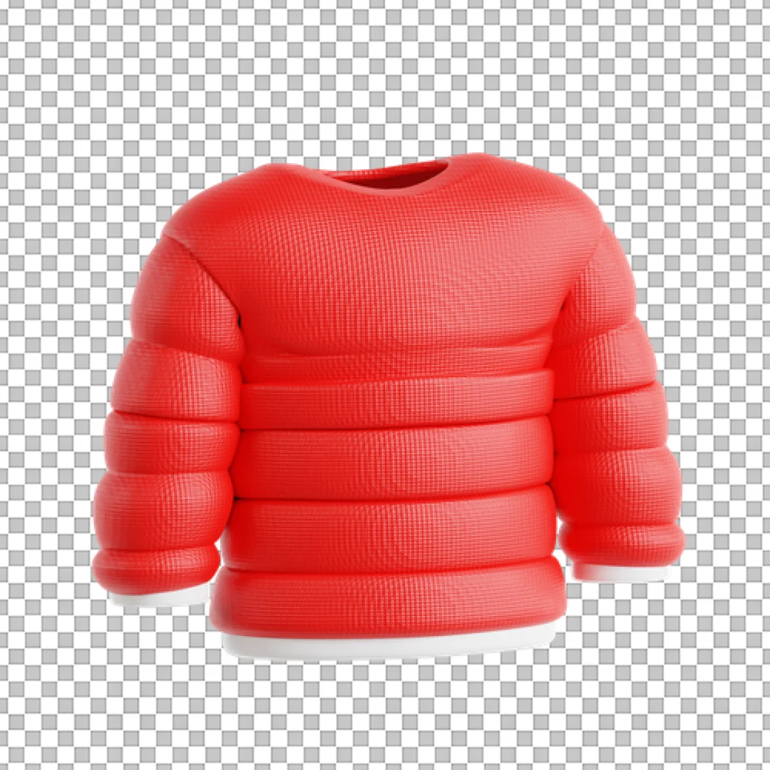 Red Ribbed Sweater 3D PNG
