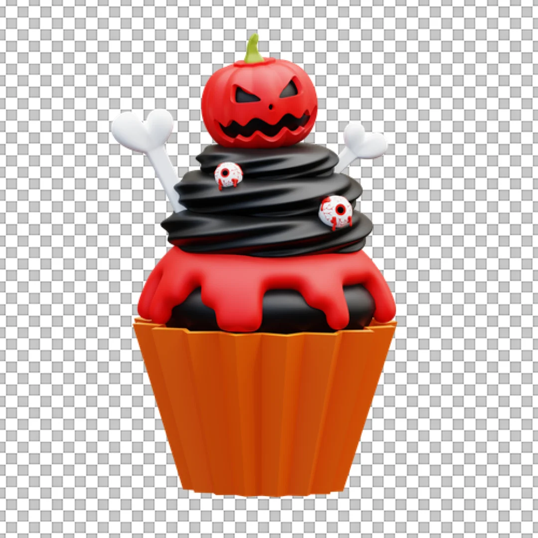 Spooky Halloween Cupcake 3D Food PNG