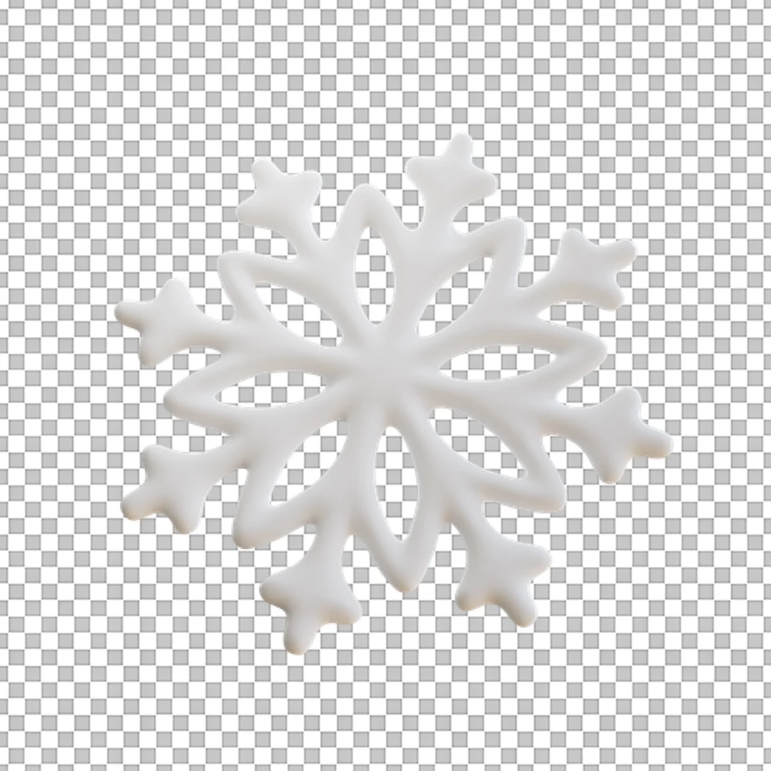 Simple White Snowflake 3D PNG