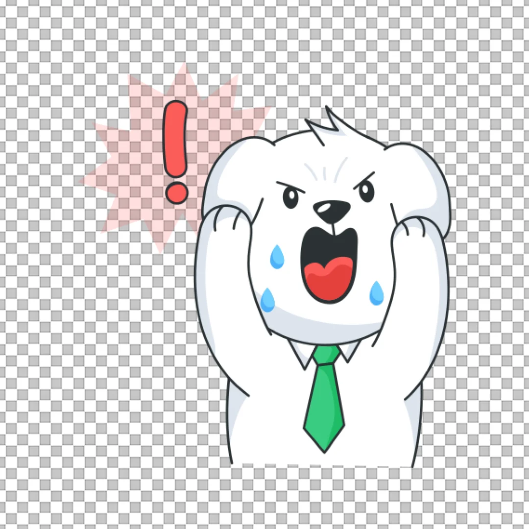 Angry Cartoon White Bear Sticker PNG