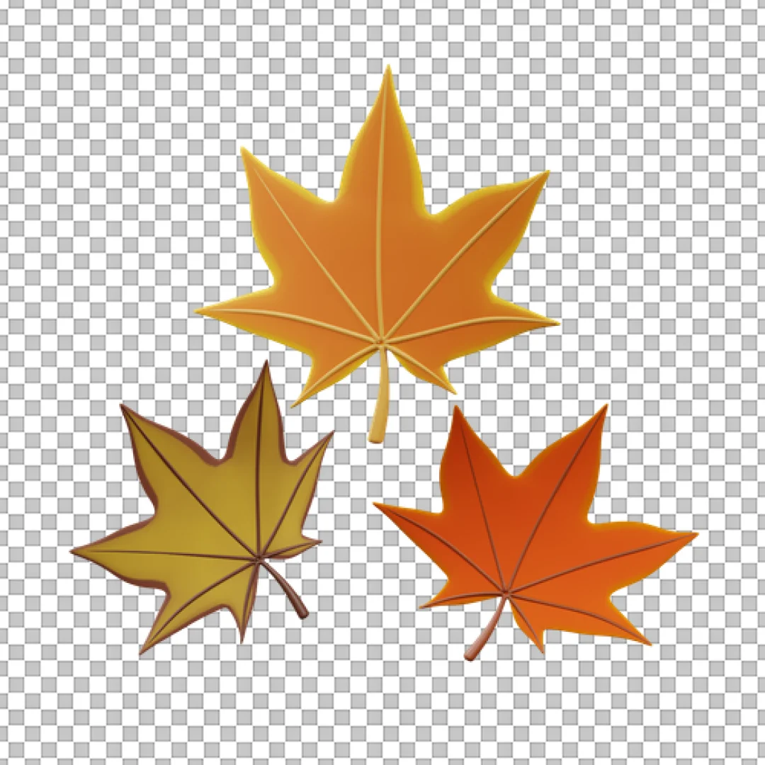 Three Pointy Autumn Leaves Set PNG