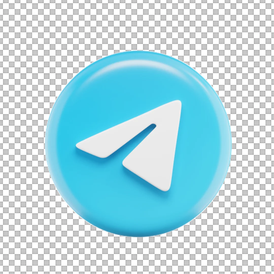 3D Glossy Round Telegram Icon PNG