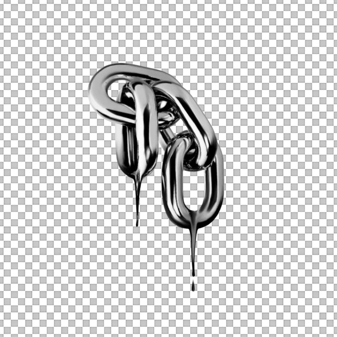Melting Chrome Chain Links Art PNG