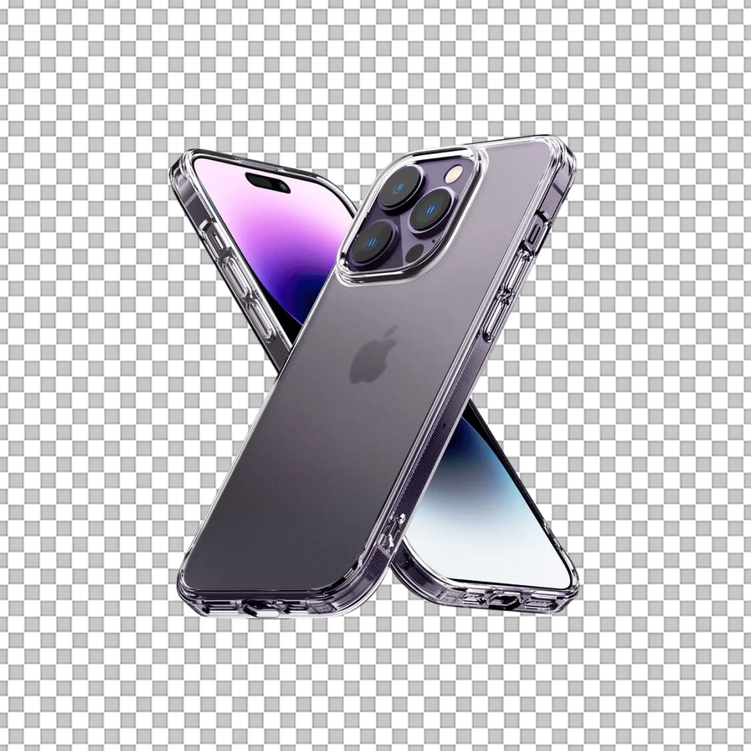 Purple Smartphone with Clear Case PNG