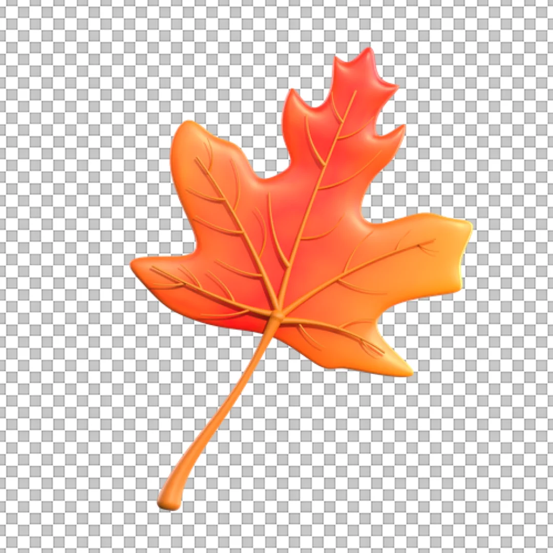 Orange Gradient Maple Leaf 3D PNG