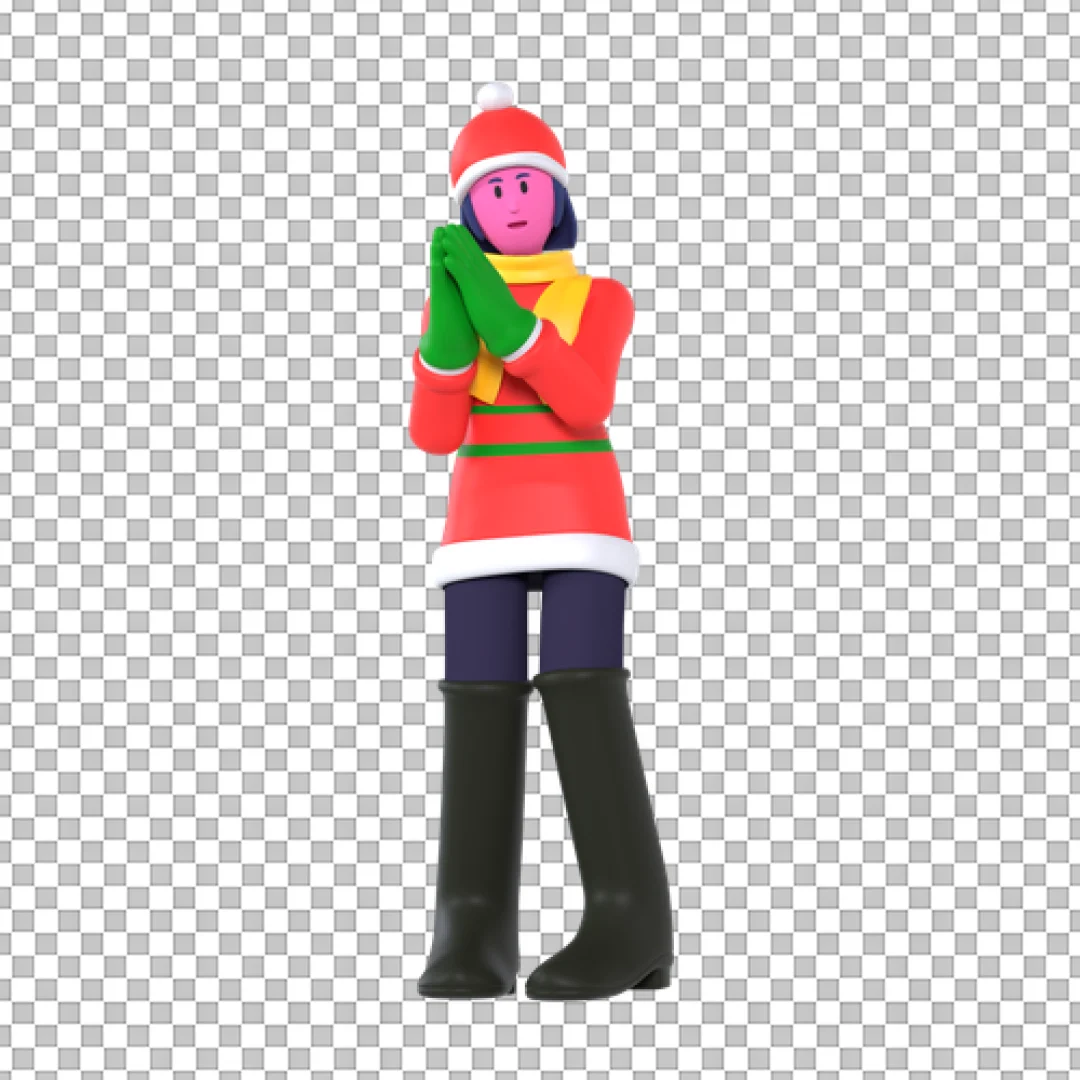 Woman in Winter Clothes PNG
