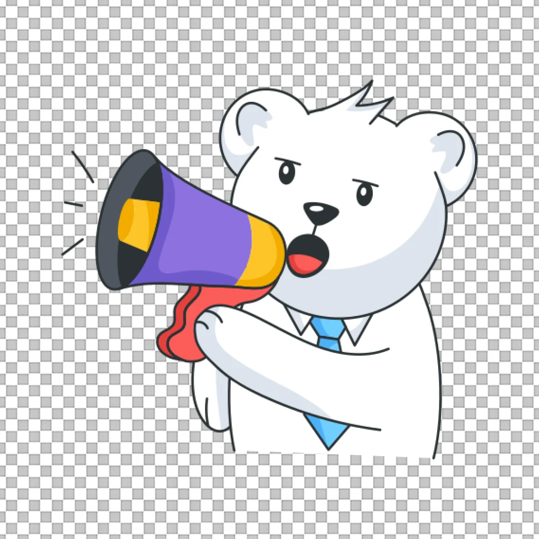 Cartoon Polar Bear Megaphone Sticker PNG