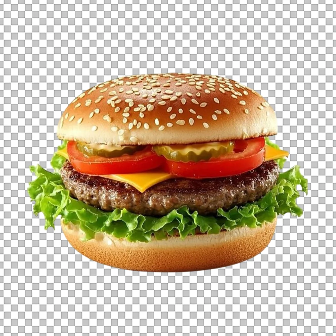 Cheeseburger with Pickles and Tomato PNG
