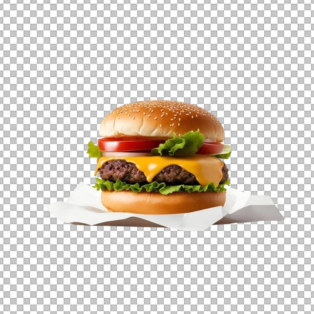 Cheeseburger on Paper Food Wrap PNG