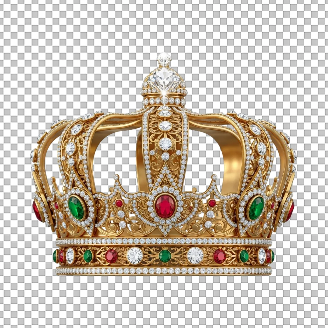 Diamond Emerald Gold Crown PNG