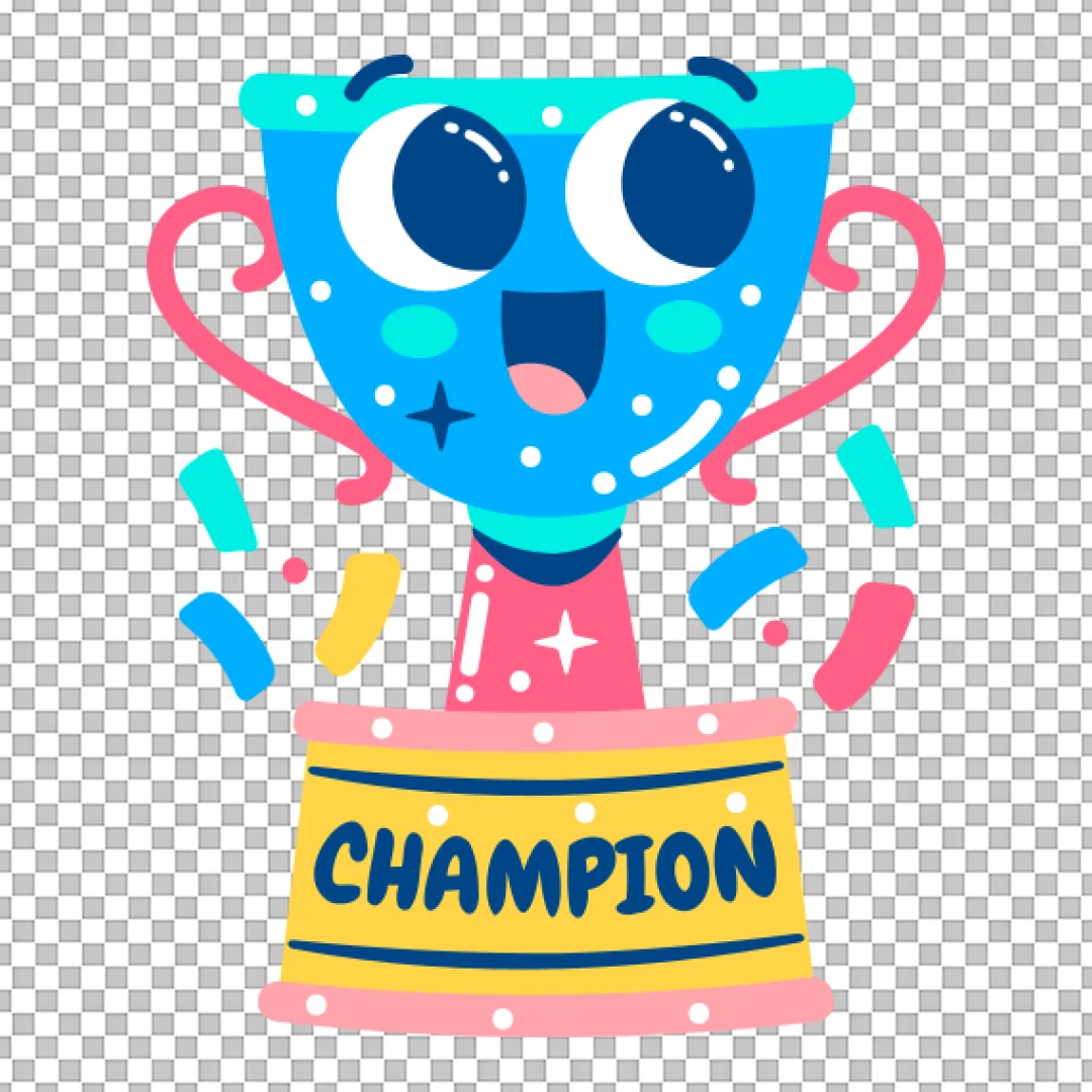 Happy Champion Trophy Cup Sticker PNG