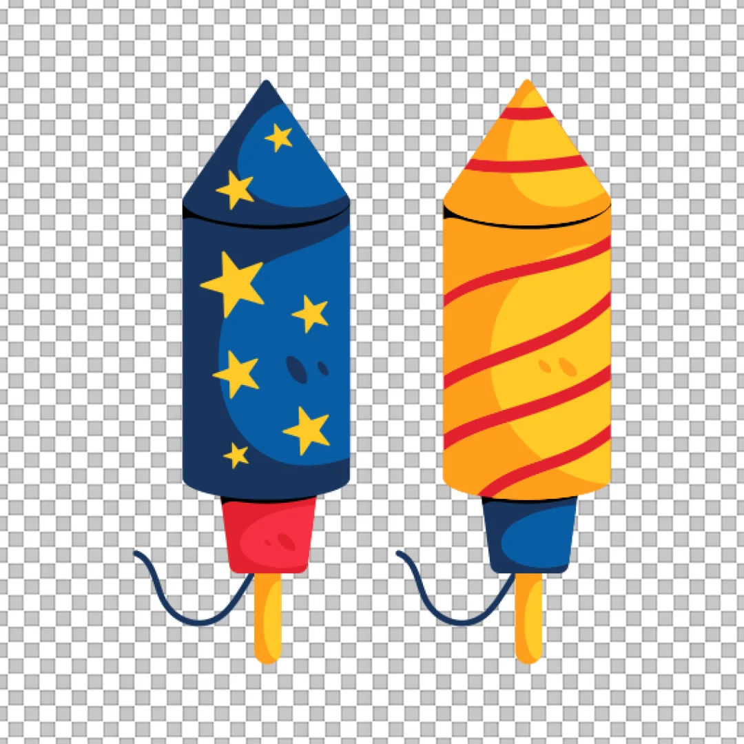 Colorful Firework Rockets Clipart PNG