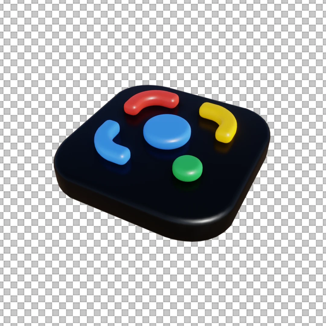 Google Lens Logo Black Button 3D Icon PNG