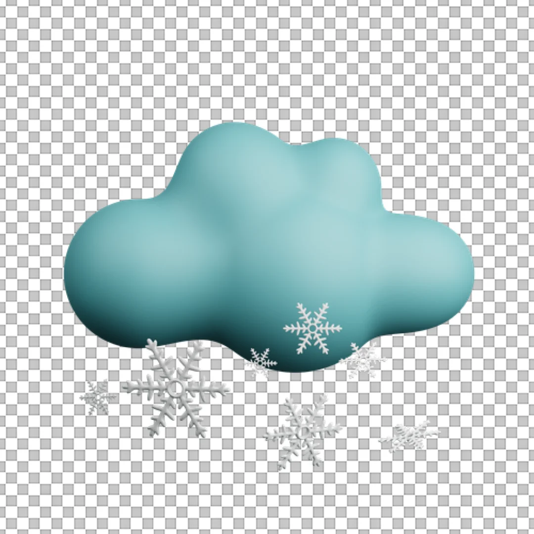 Teal Cloud Silver Snowflakes PNG