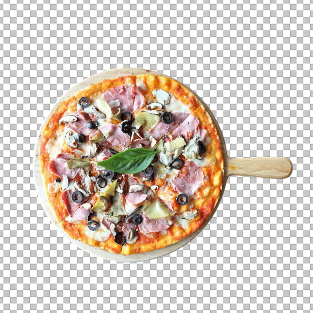 Capricciosa Pizza on Wooden Peel PNG