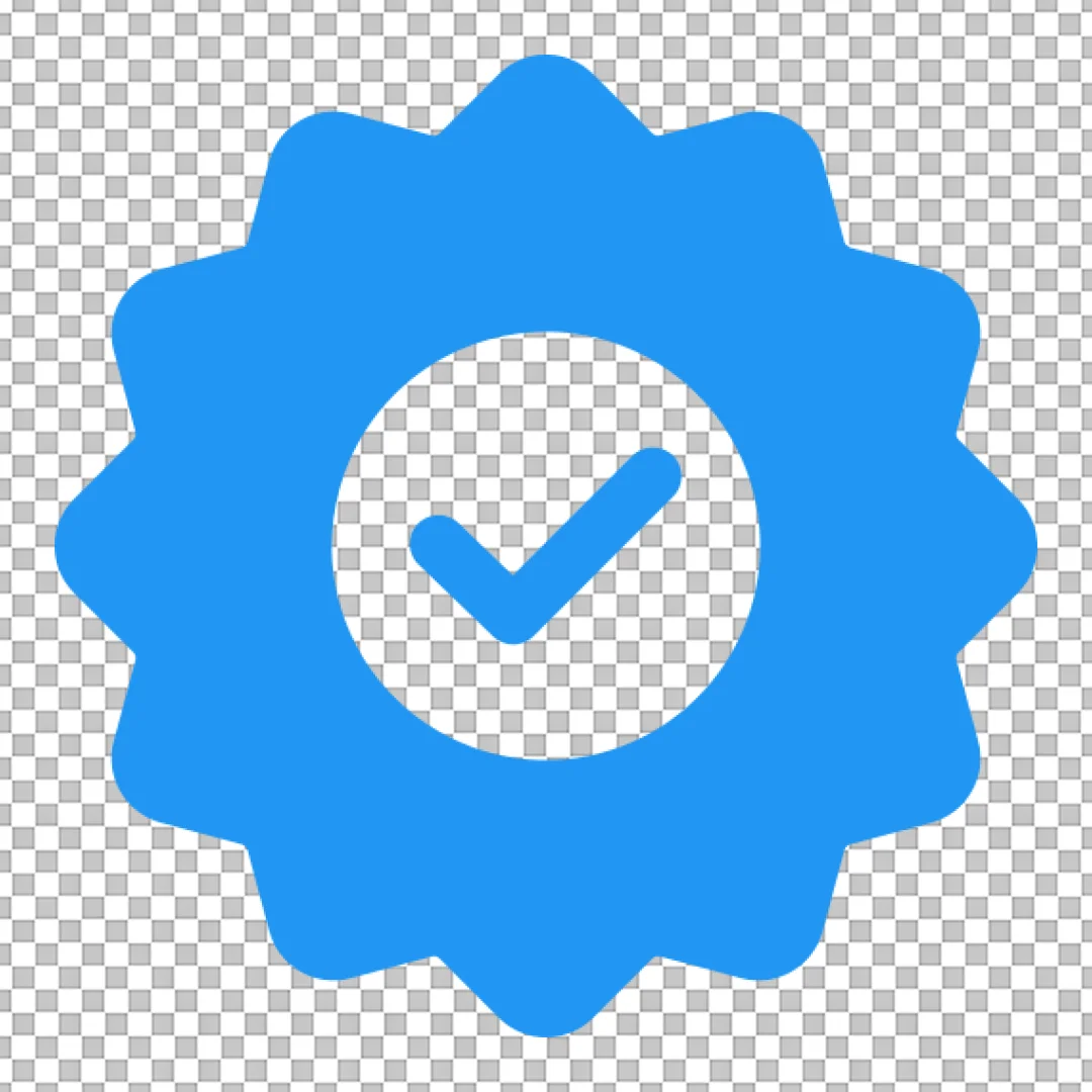 Blue Verified Badge Icon with Checkmark Symbol