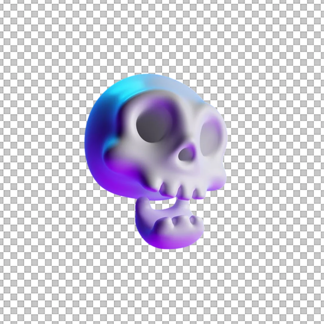 Cute Gradient 3D Skull Icon PNG