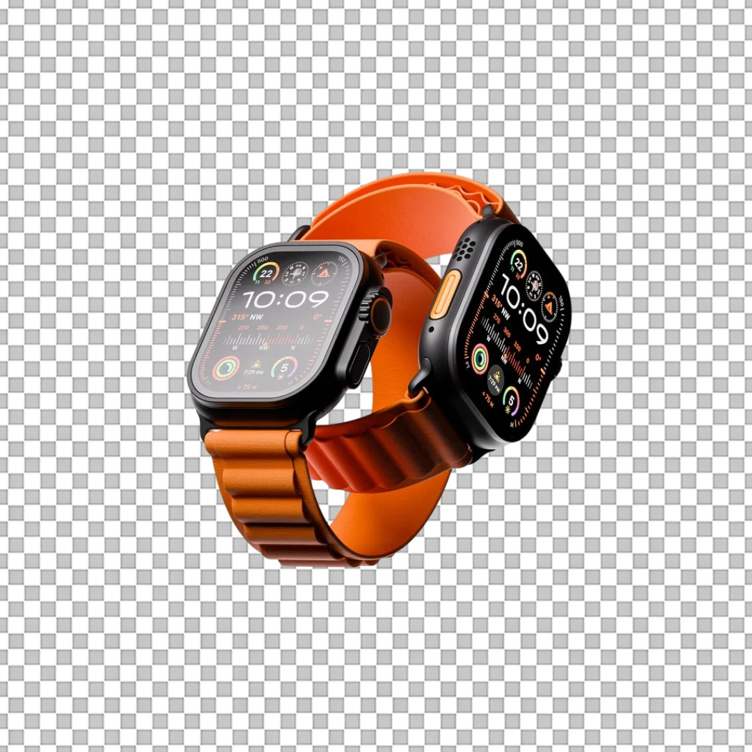 Two Apple Watch Ultra Devices PNG