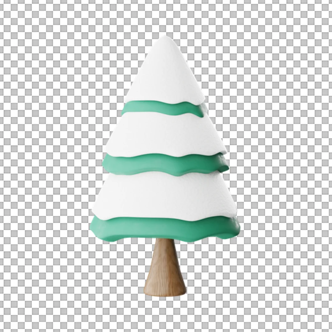 Tall Snowy Pine Tree 3D Icon PNG