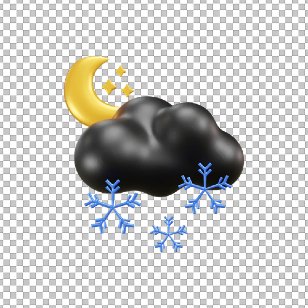 Night Cloud Moon 3D PNG