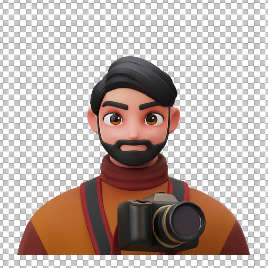 Modern 3D Icon of Photographer Character with DSLR Camera