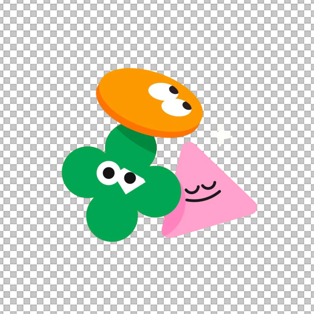 Abstract Geometric Shapes With Faces PNG