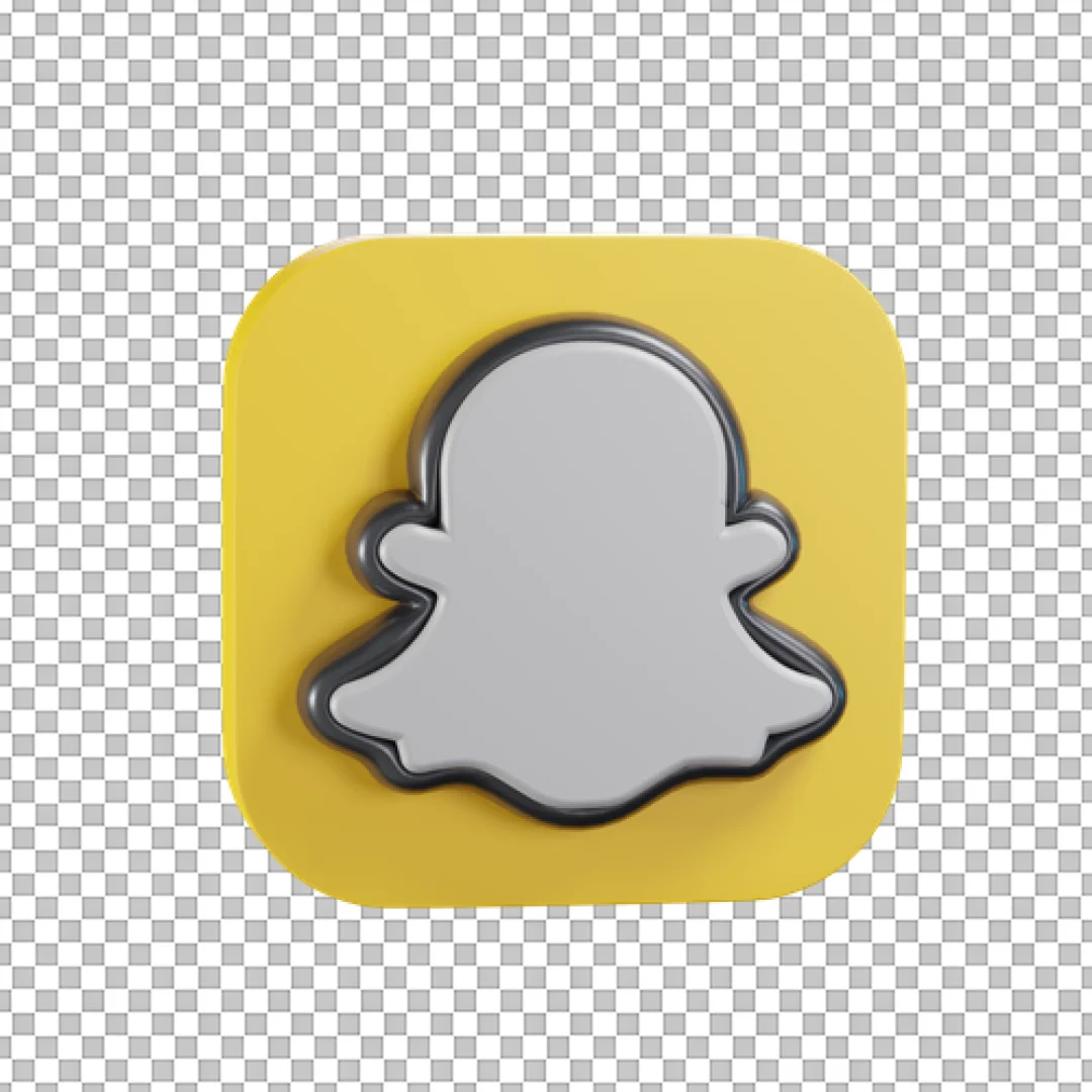 3D Grey and Yellow Snapchat Icon PNG