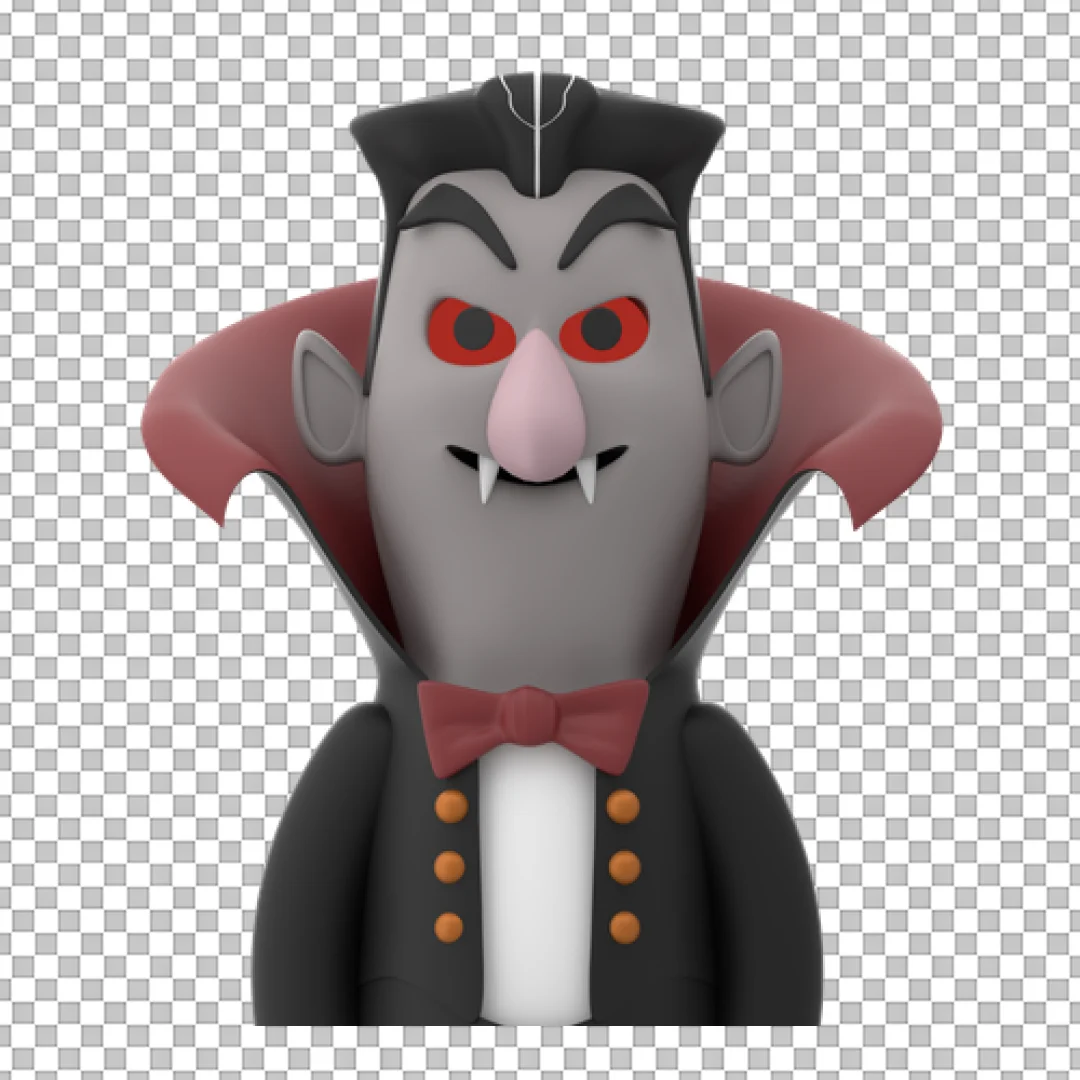 3D Cartoon Vampire Character Portrait PNG