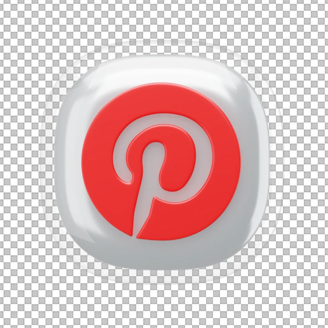 White Glass Button Pinterest Logo PNG