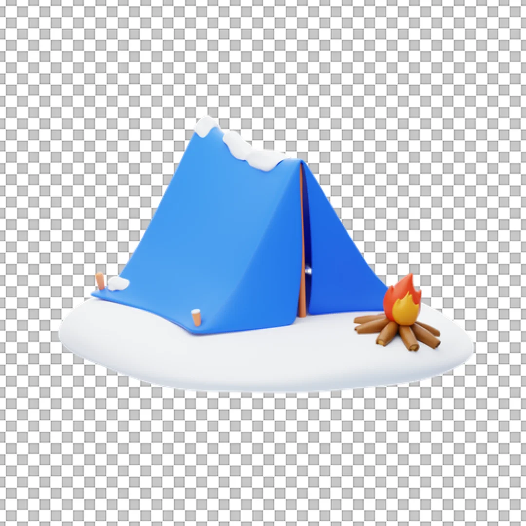 Winter Camping Tent 3D Illustration PNG