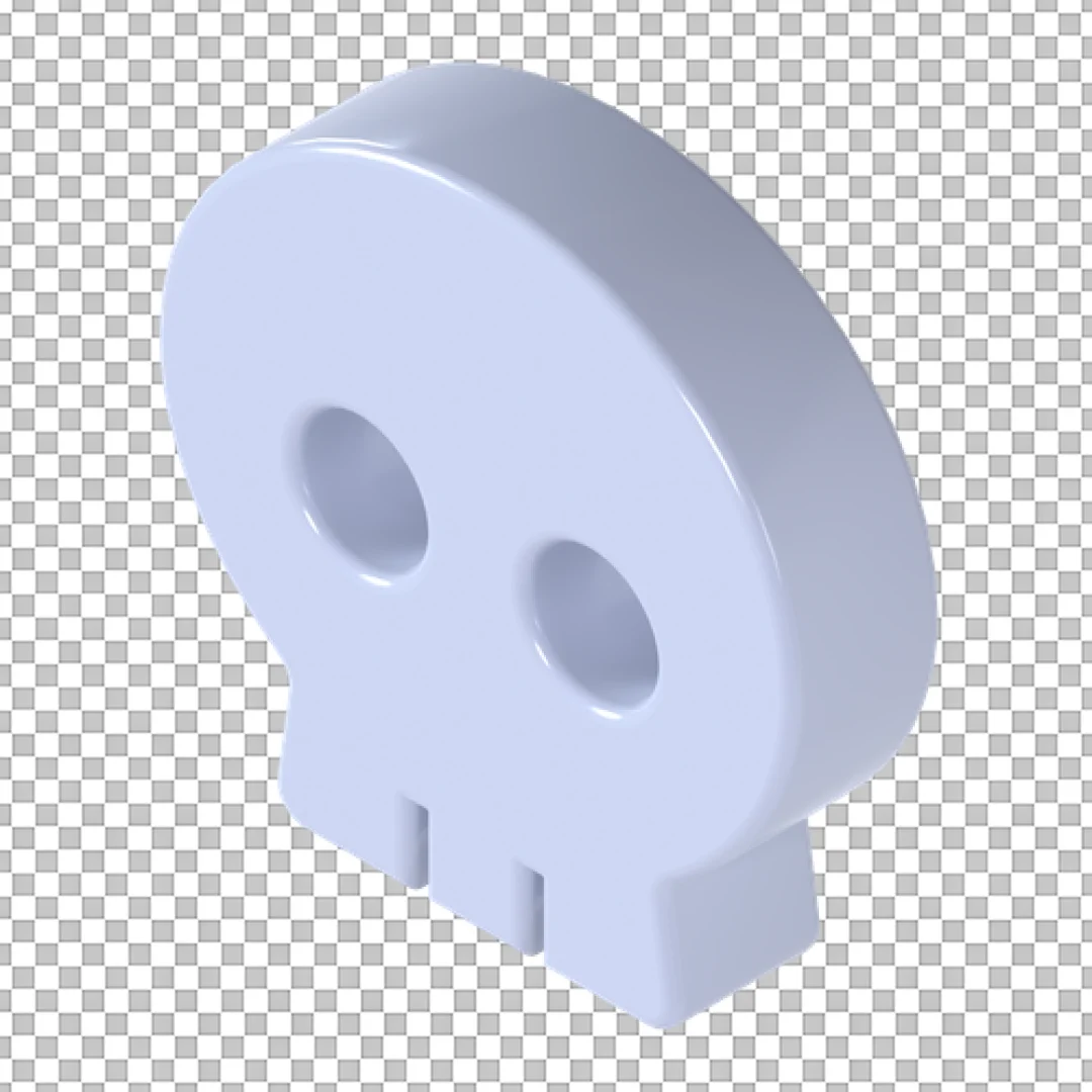 Isometric White Skull 3D Icon PNG