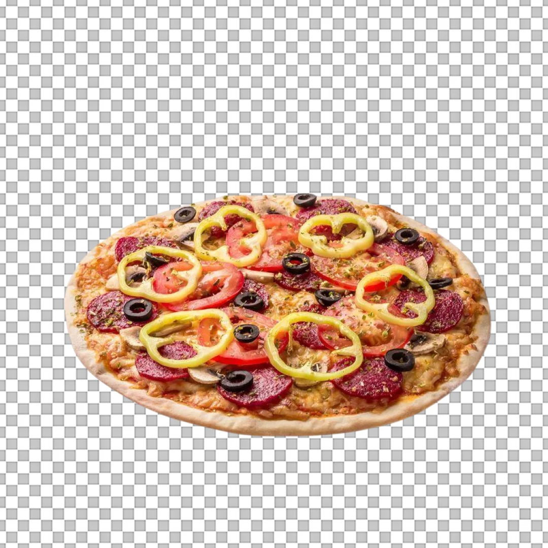 Classic Pizza with Salami Topping PNG