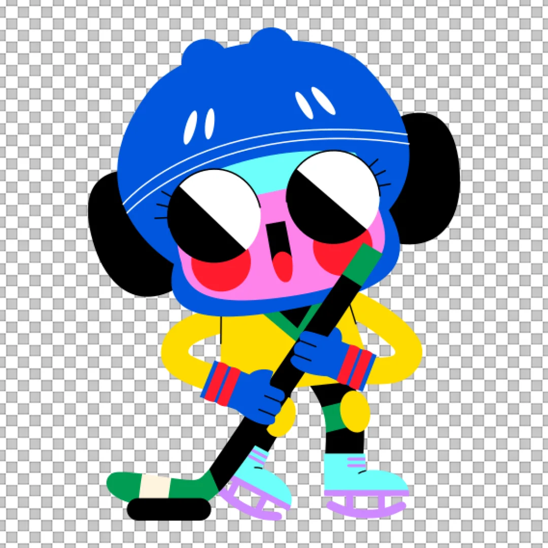 Cartoon Ice Hockey Player PNG