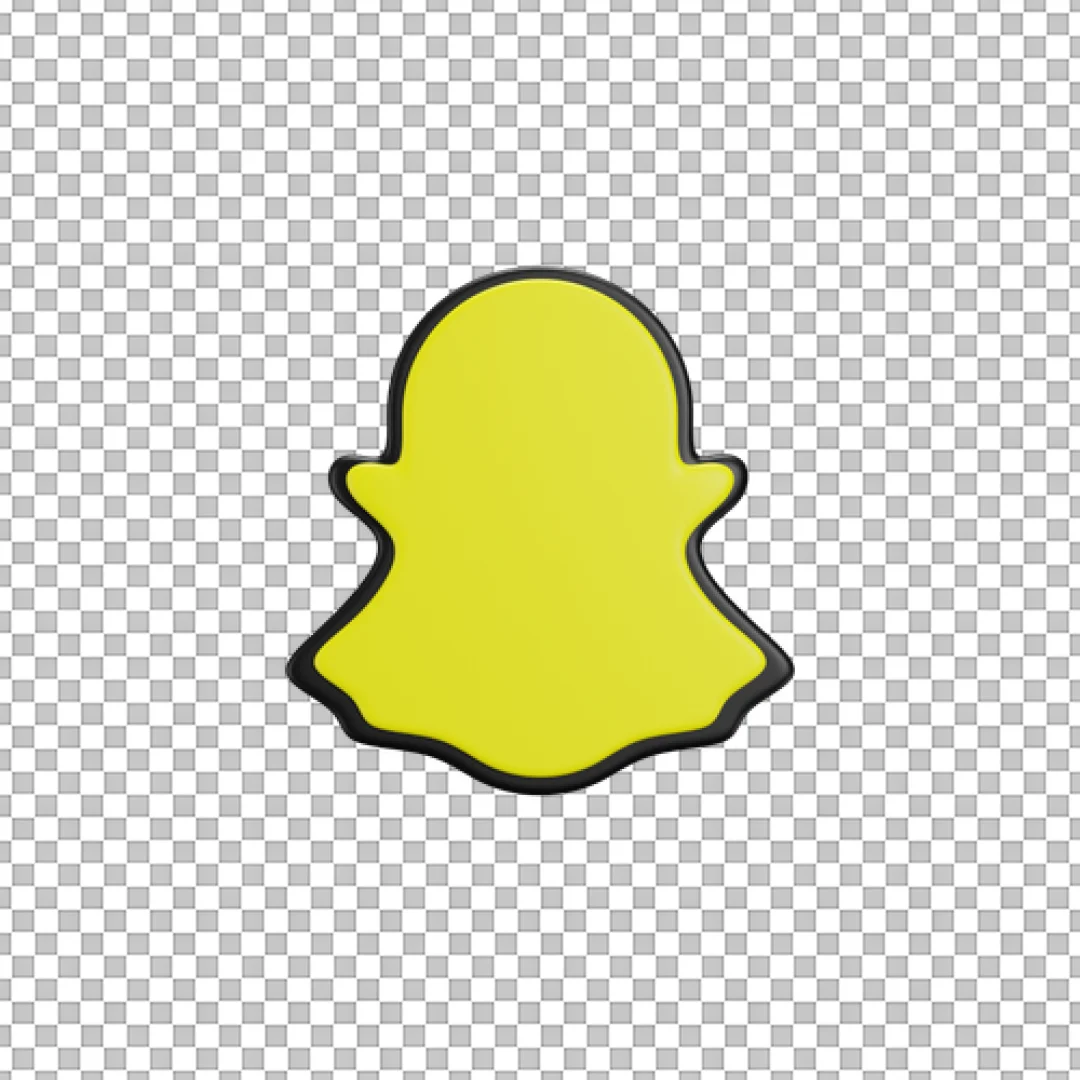 3D Yellow Outline Snapchat Ghost PNG