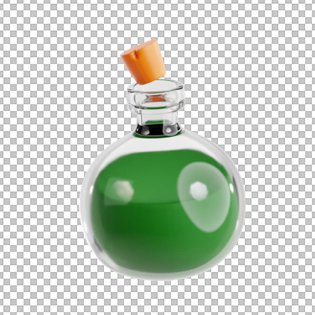 Round Glass Flask With Green Potion PNG