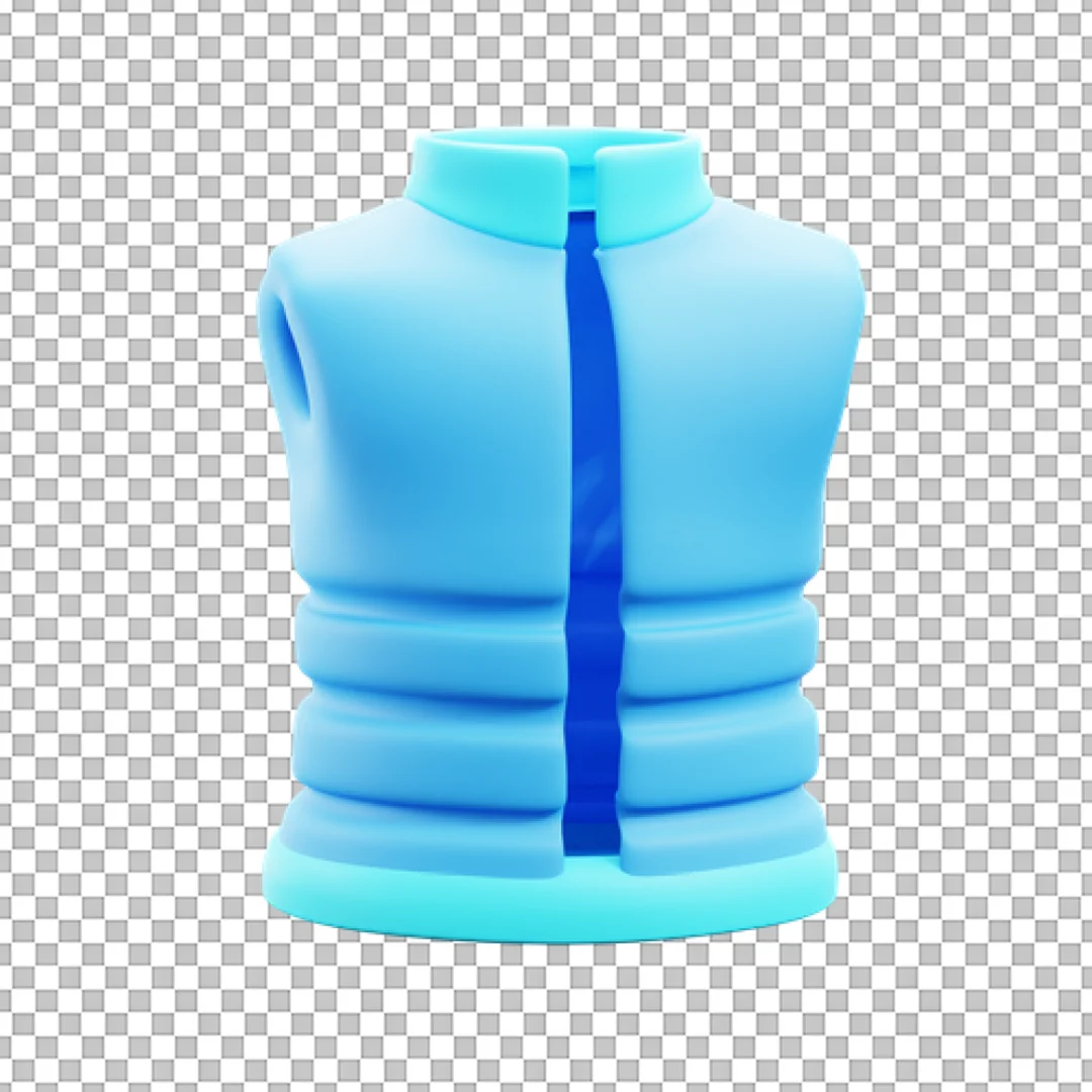 Bright Blue Vest 3D Icon PNG
