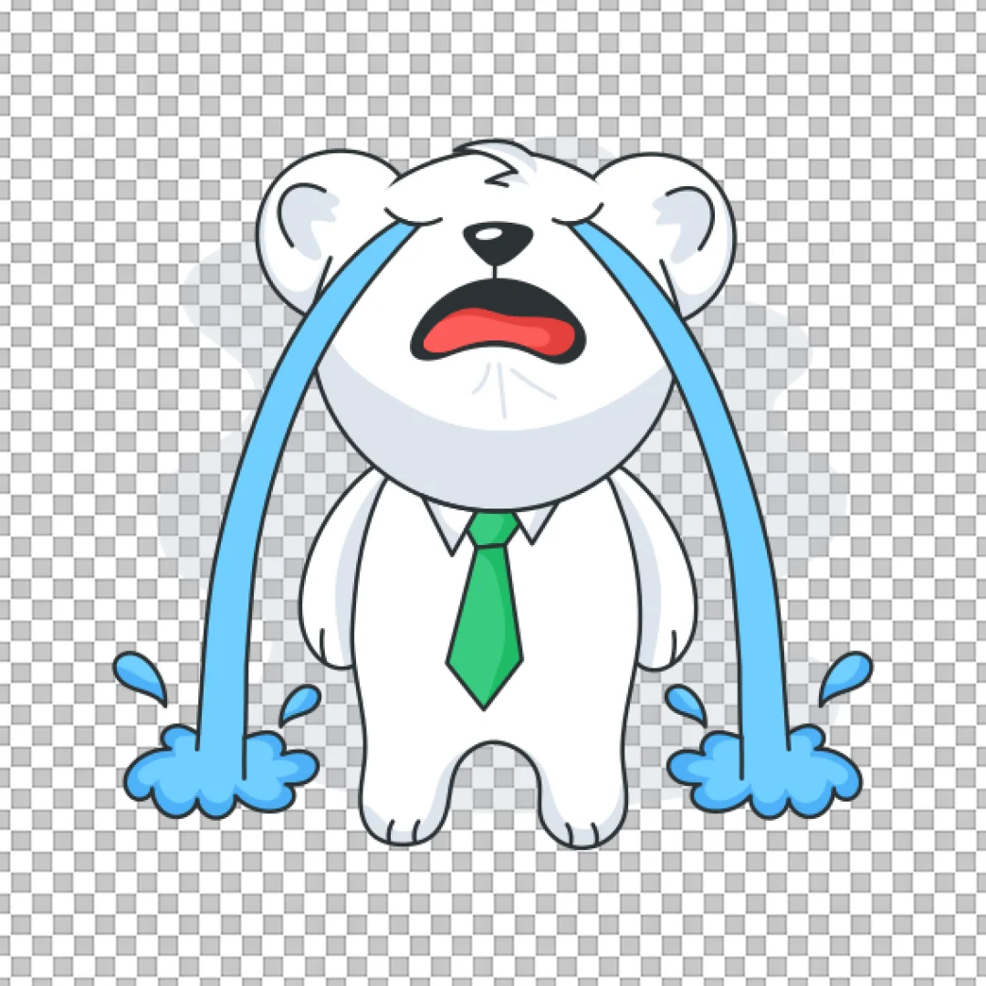 Crying Cartoon Bear Business Sticker PNG
