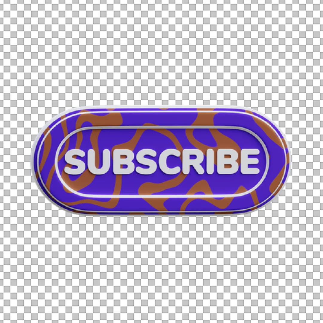 Purple Patterned Subscribe Button 3D PNG