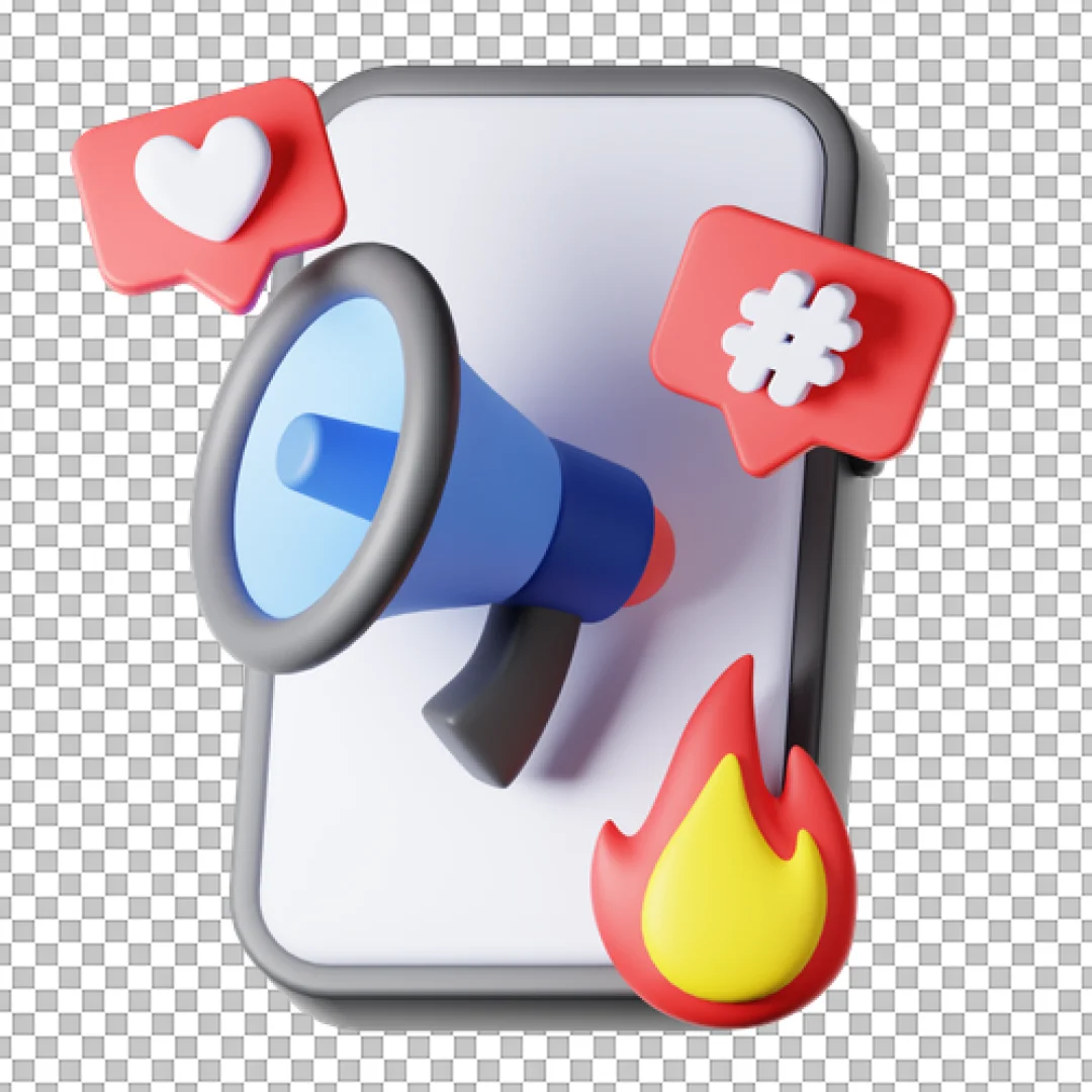 Viral Marketing Smartphone Concept 3D Icon PNG