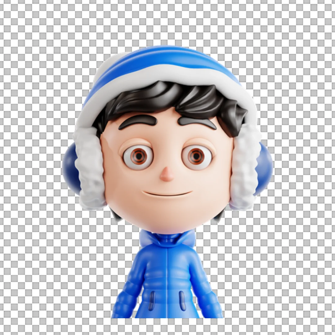 Winter Boy Character 3D PNG