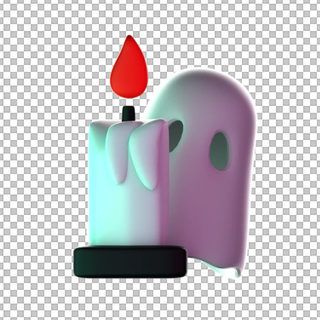 Candle With Ghost Shadow 3D Illustration PNG